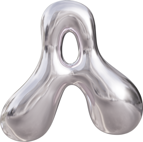 3D Liquid Chrome Letter A Text Effect