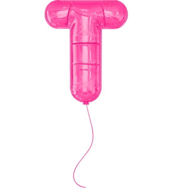 Letter T Pink Balloons 3d