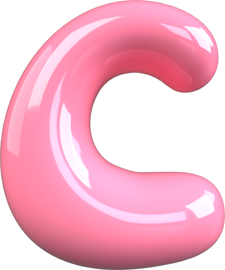 Pink 3D Bubble Gum Uppercase Letter C