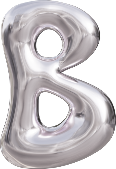 3D Liquid Chrome Letter B Text Effect