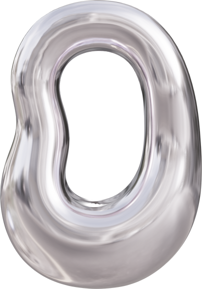 3D Liquid Chrome Number 0 Text Effect