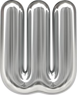 3d Letter W Silver