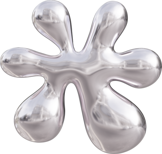 3D Asterisk Symbol Liquid Chrome