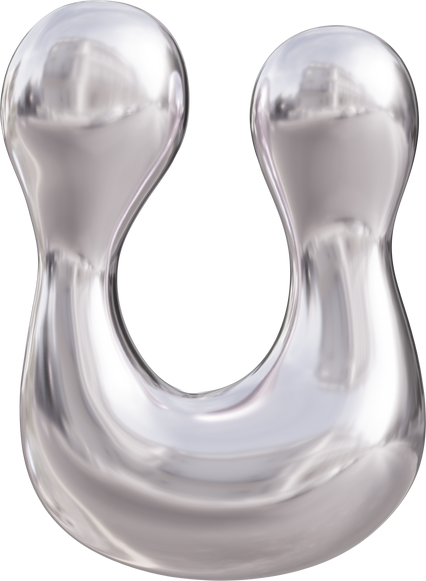 3D Liquid Chrome Letter U Text Effect