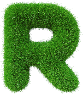 Grass font  R letter Green