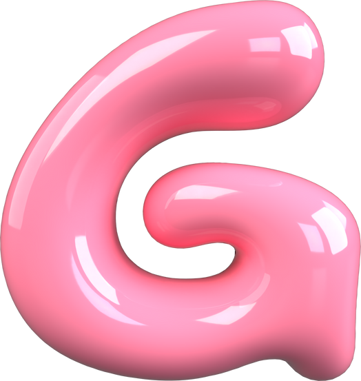 Pink 3D Bubble Gum Uppercase Letter G
